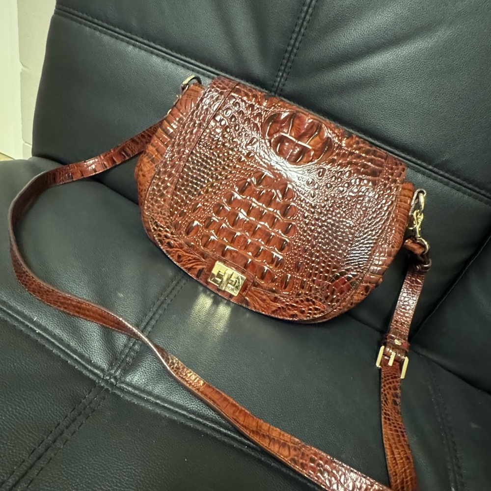 Brahmin Rich Brown Crocodile Crossbody Bag